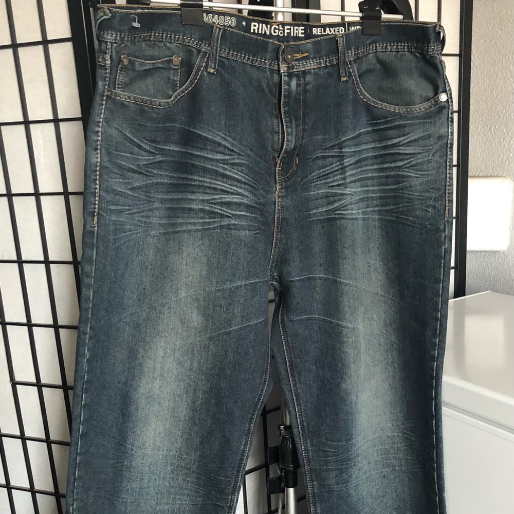 Ring of Fire Mens relaxed Jeans 44x32, plus size, denim blue, nice
